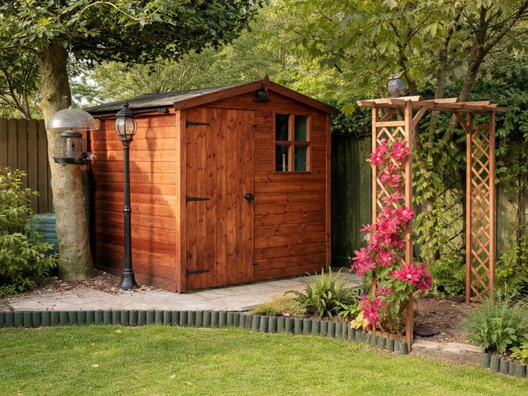Cabanon en bois dans un jardin