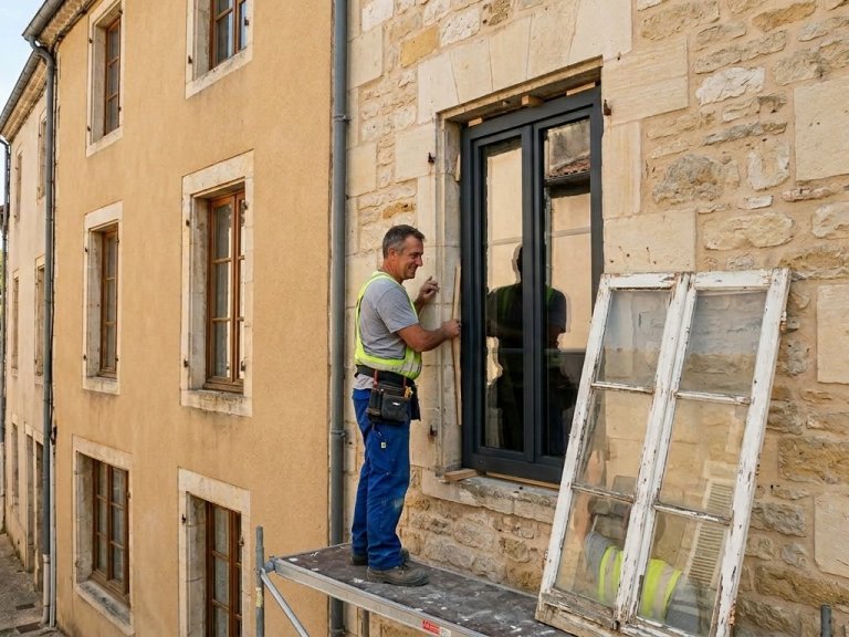 remplacement menuiseries aluminium sur façade